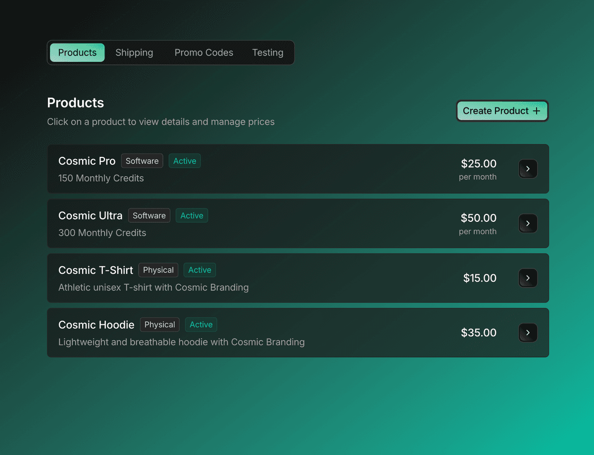 Payments feature